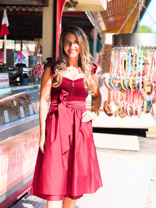 Dirndl Ansfelden 70cm wine mit abnehmbaren Flügelärmeln