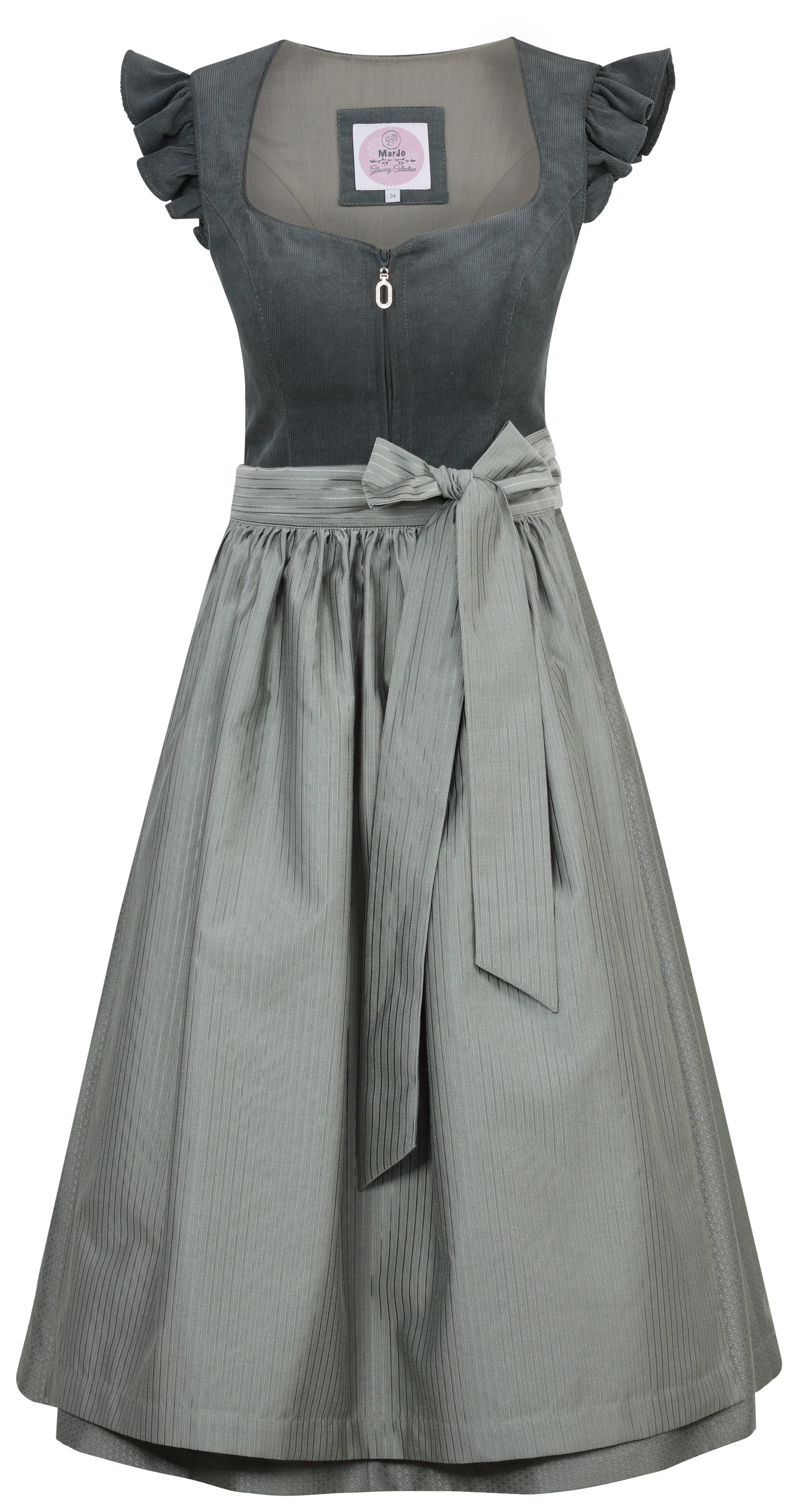 Dirndl Ansfelden 70cm thymian mit abnehmbaren Flügelärmeln