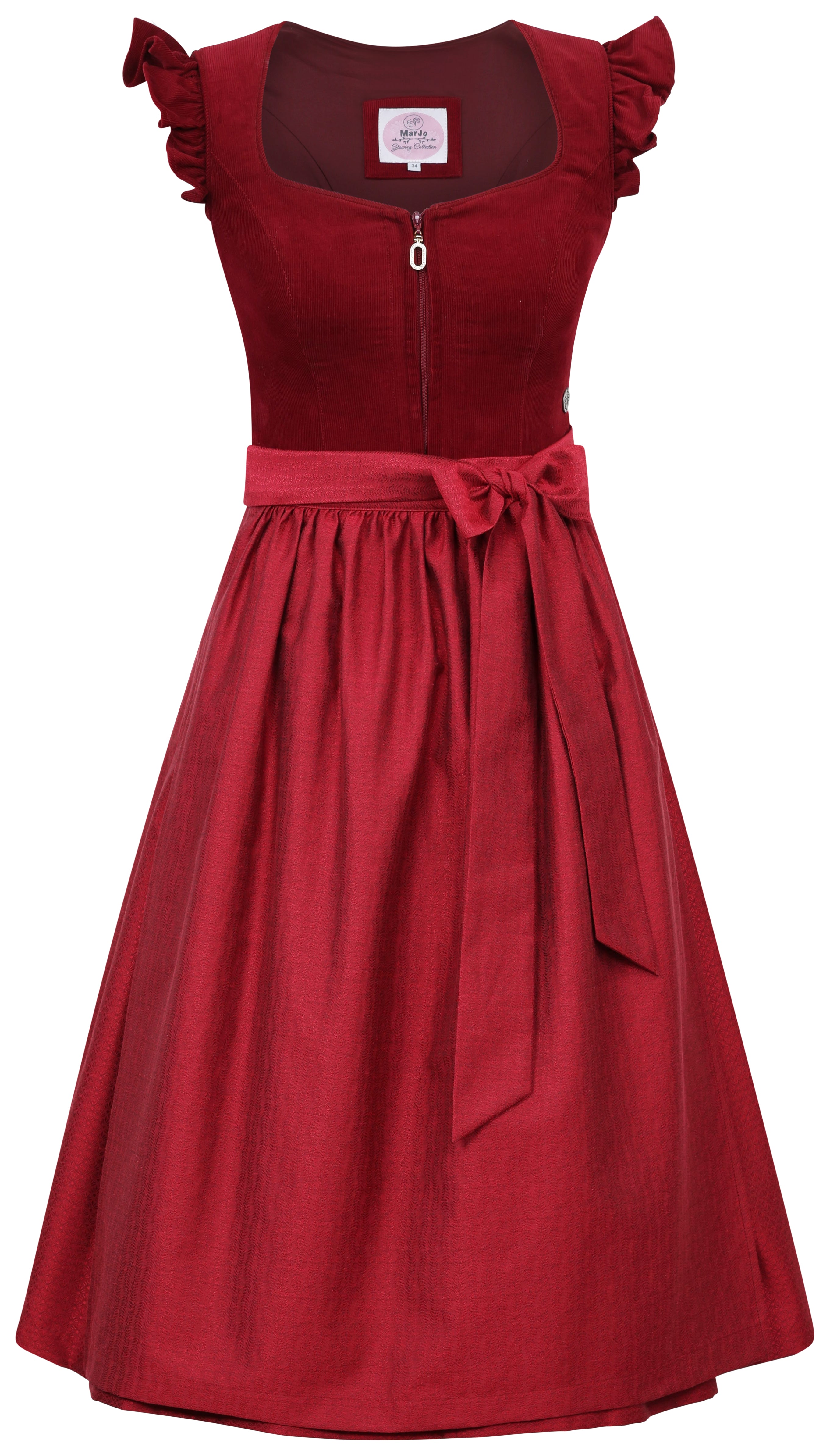 Dirndl Ansfelden 70cm wine mit abnehmbaren Flügelärmeln