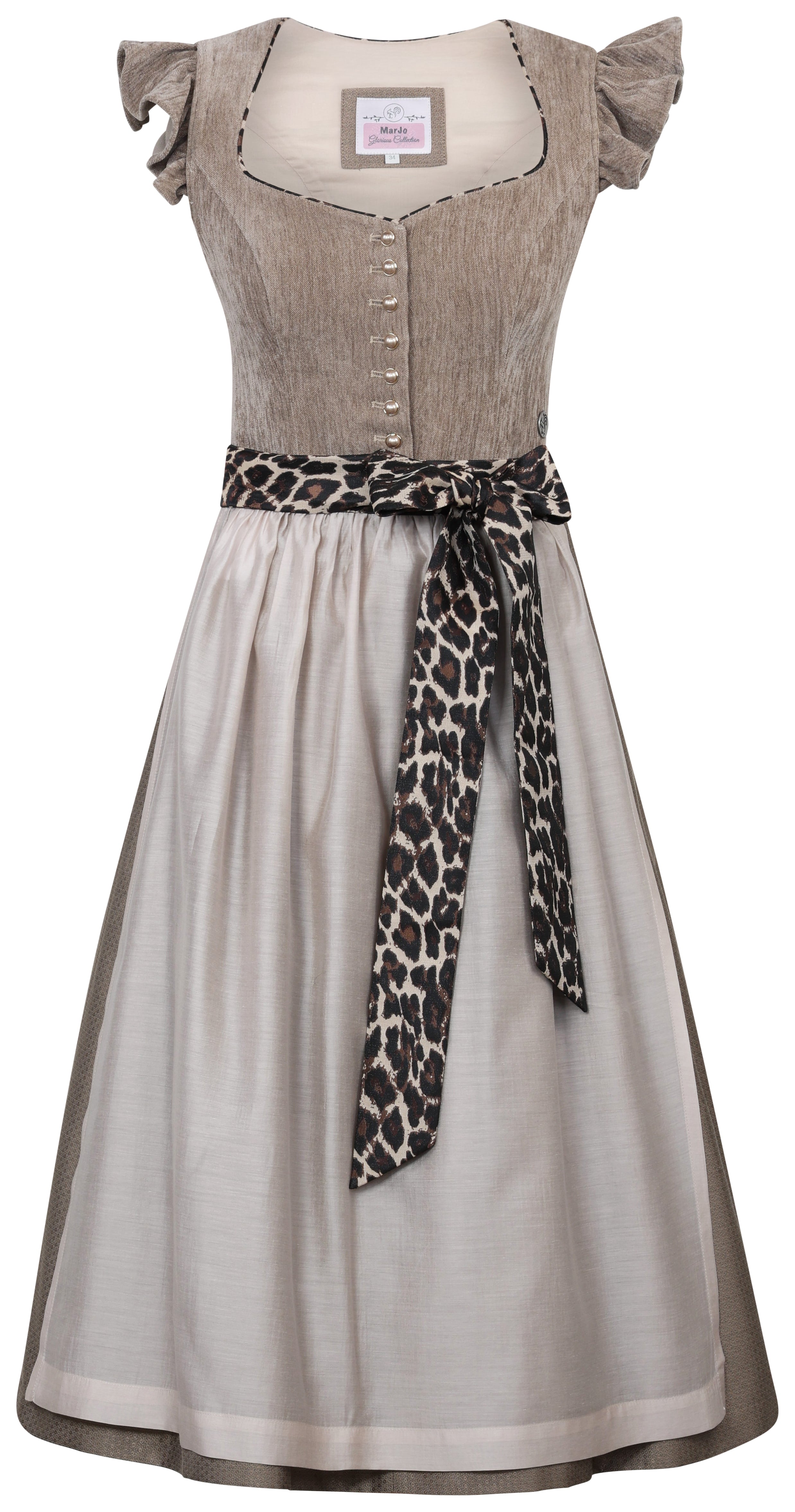 Dirndl Oberhofen 70cm sand mit abnehmbaren Flügelärmeln